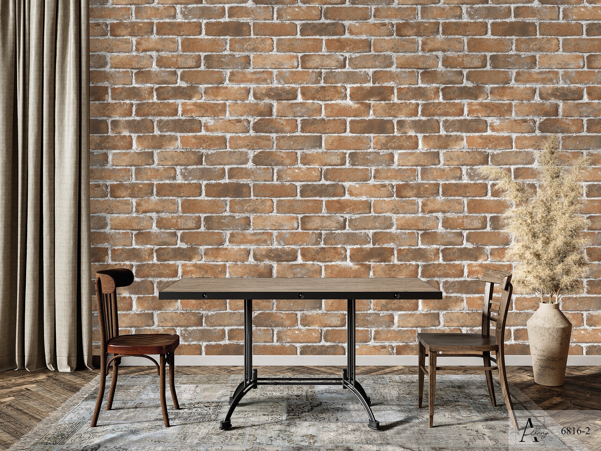 Giấy dán tường giả gạch Albany 6816-2 